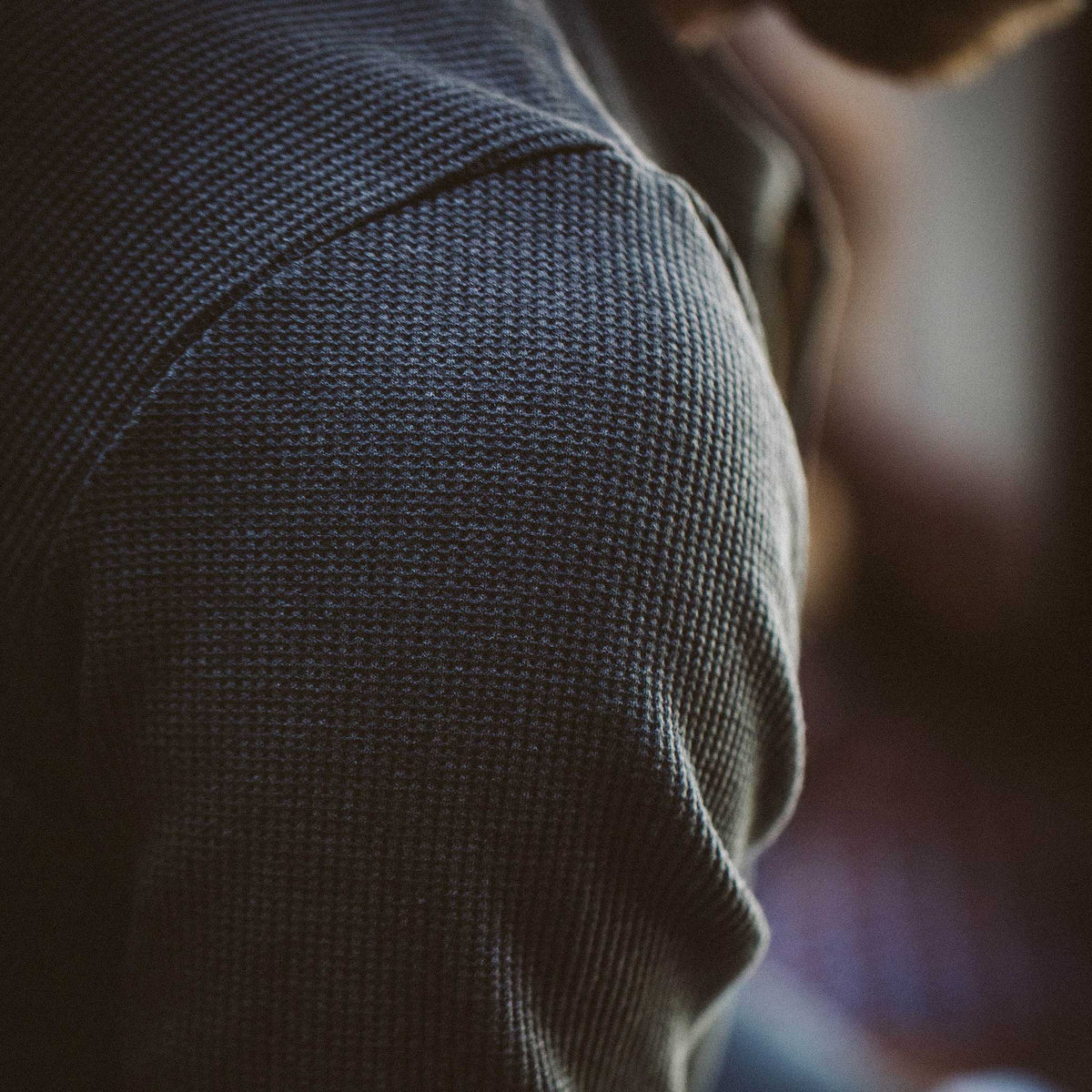 The Heavy Bag Waffle Henley in Heather Grey