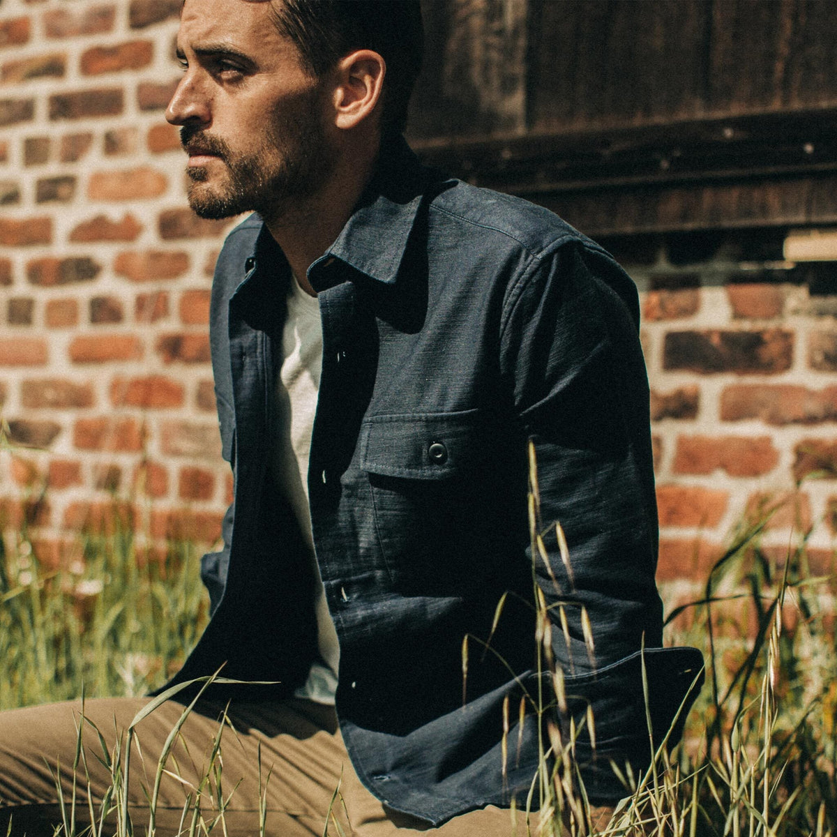 The Point Shirt in Navy Reverse Sateen
