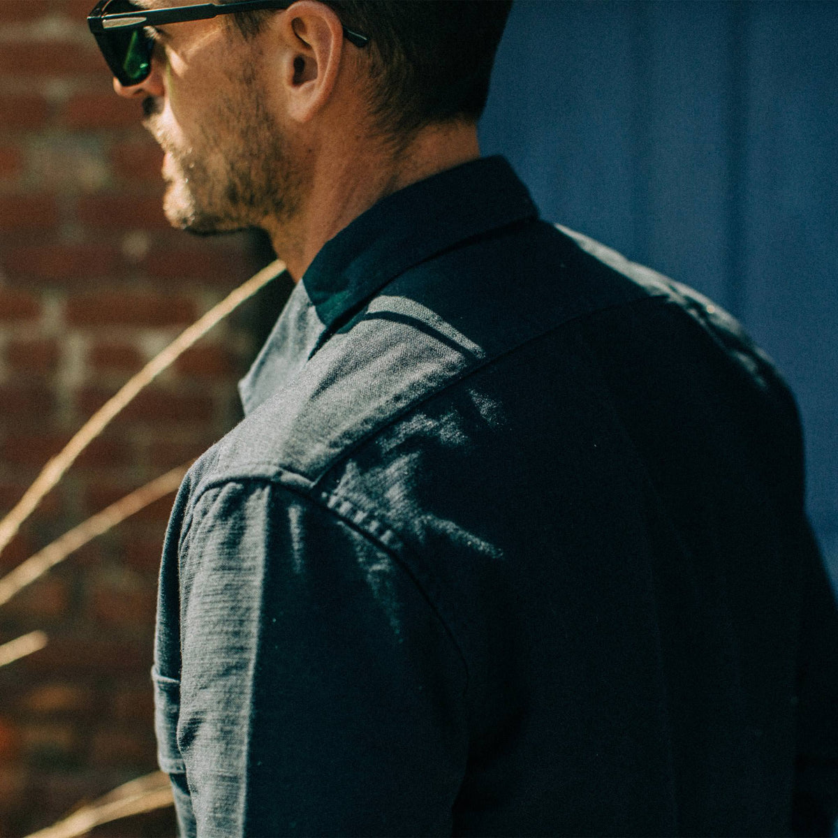 The Point Shirt in Navy Reverse Sateen