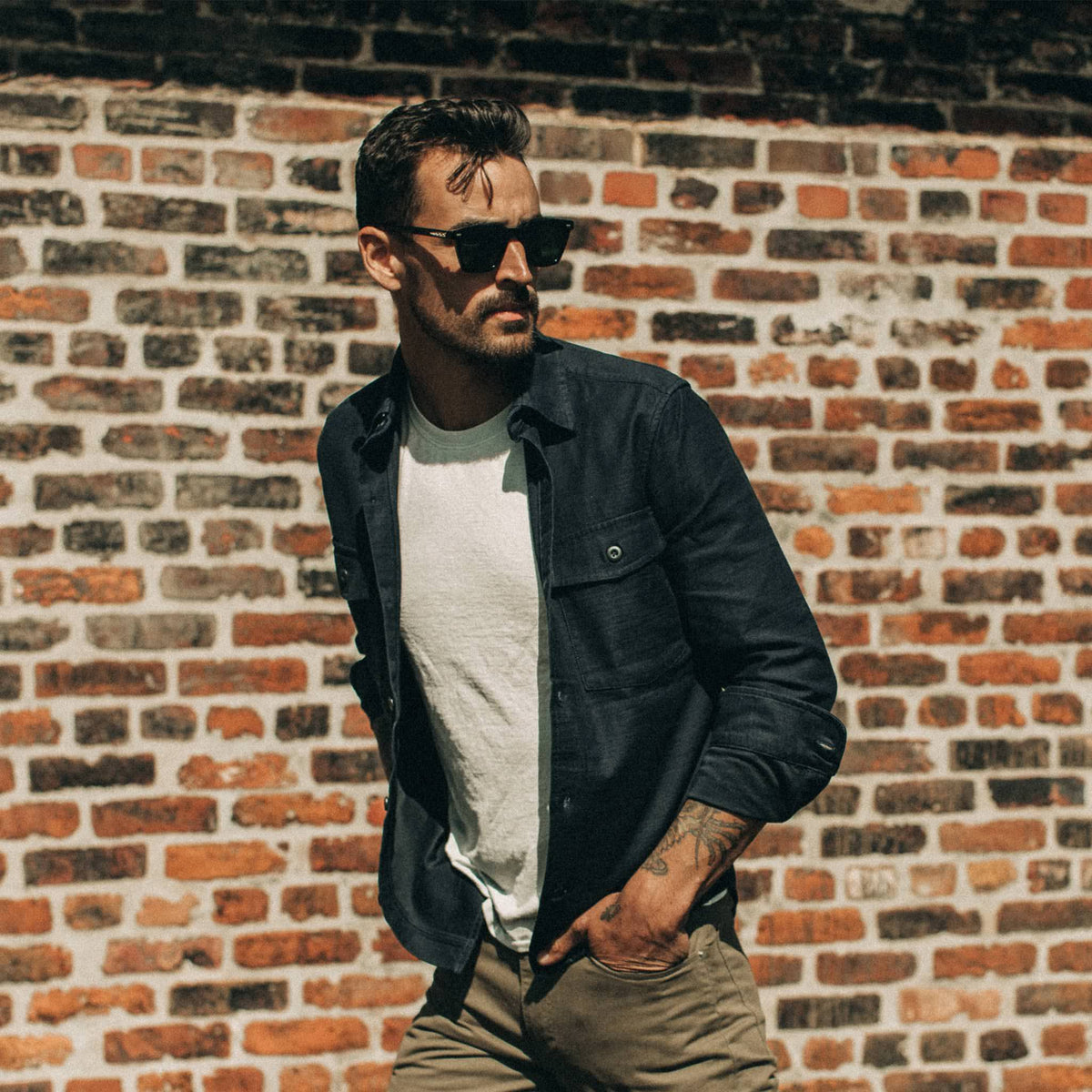 The Point Shirt in Navy Reverse Sateen