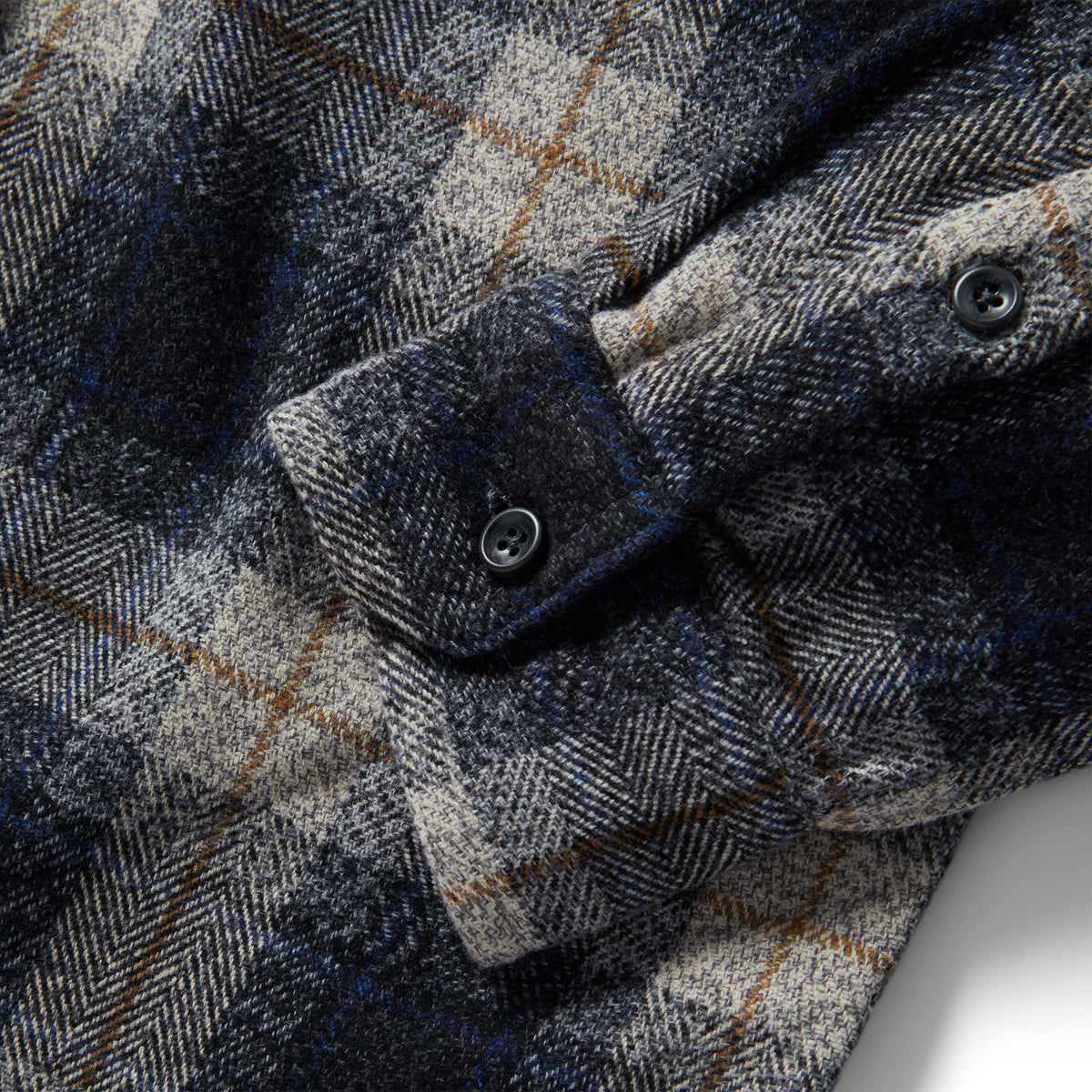 The Utility Shirt in Navy Jaspe Herringbone Plaid