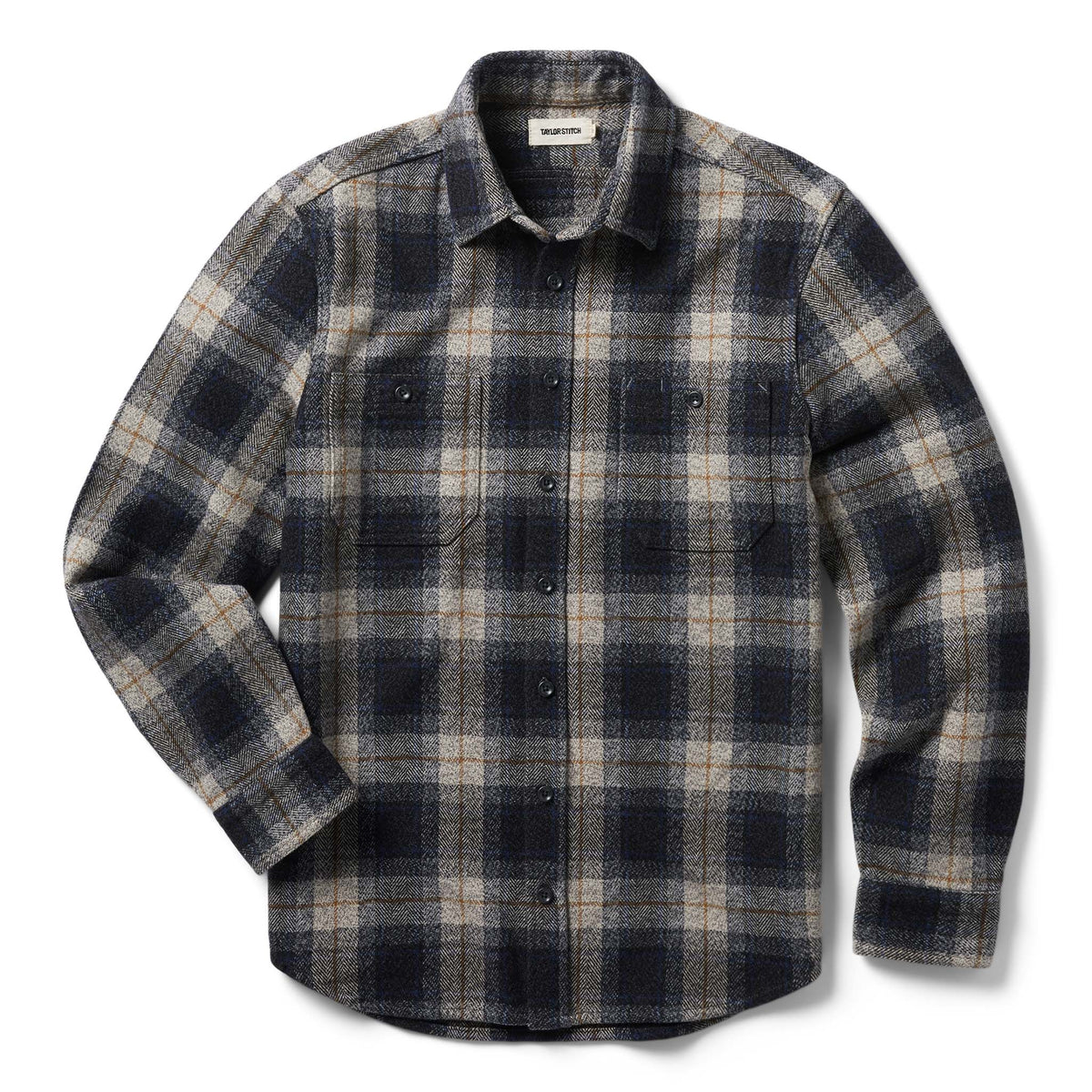 The Utility Shirt in Navy Jaspe Herringbone Plaid