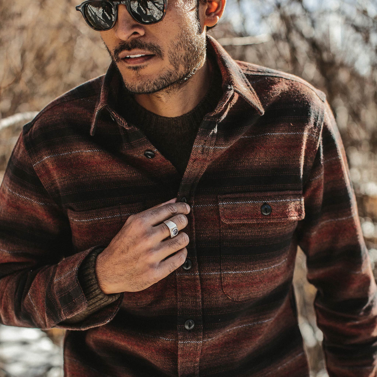 The Moto Utility Shirt in Sunset Stripe