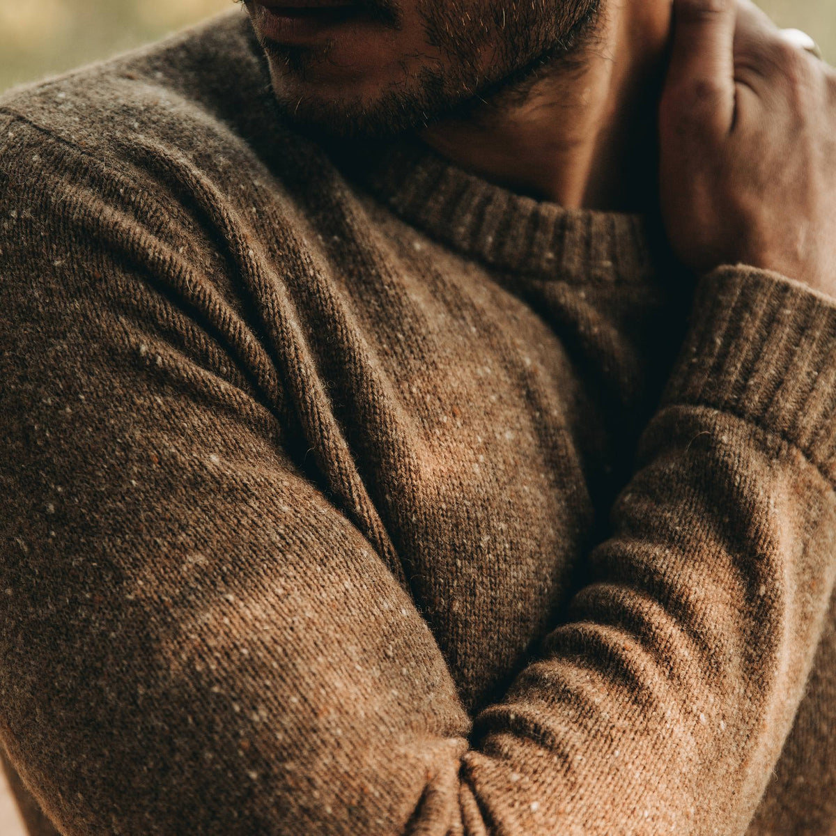 The Hardtack Sweater in Oak Donegal
