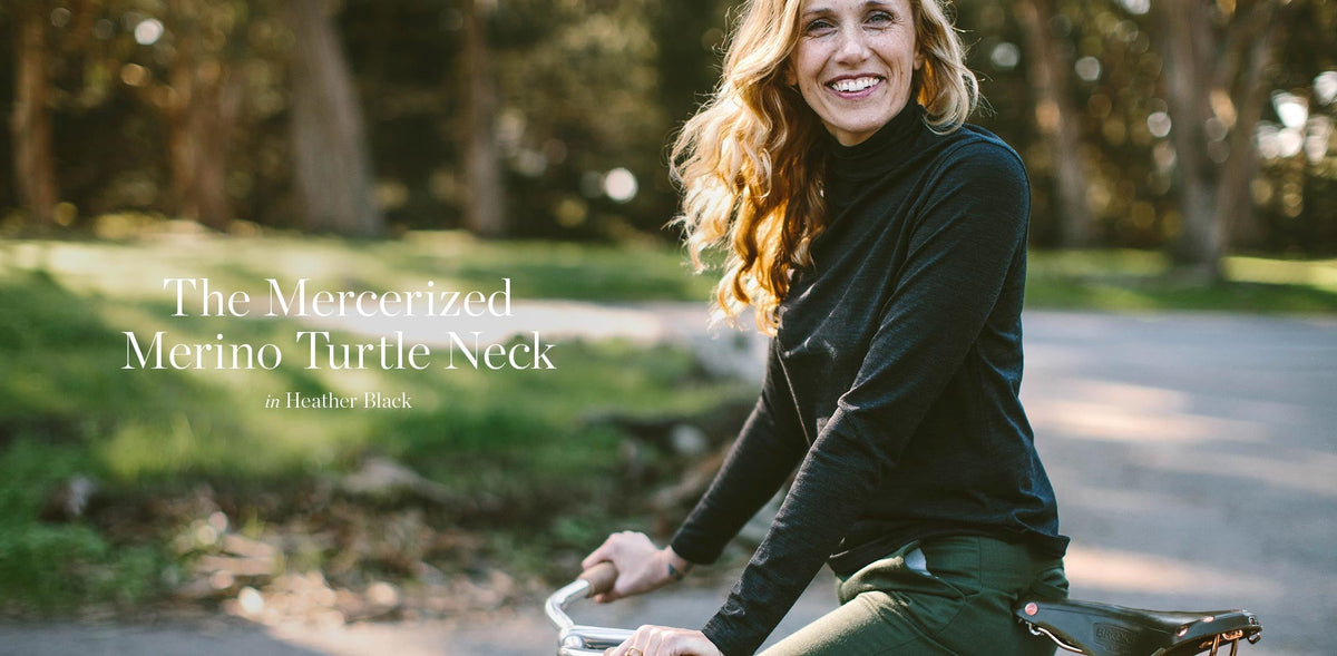 The Mercerized Merino Turtle Neck in Heather Black