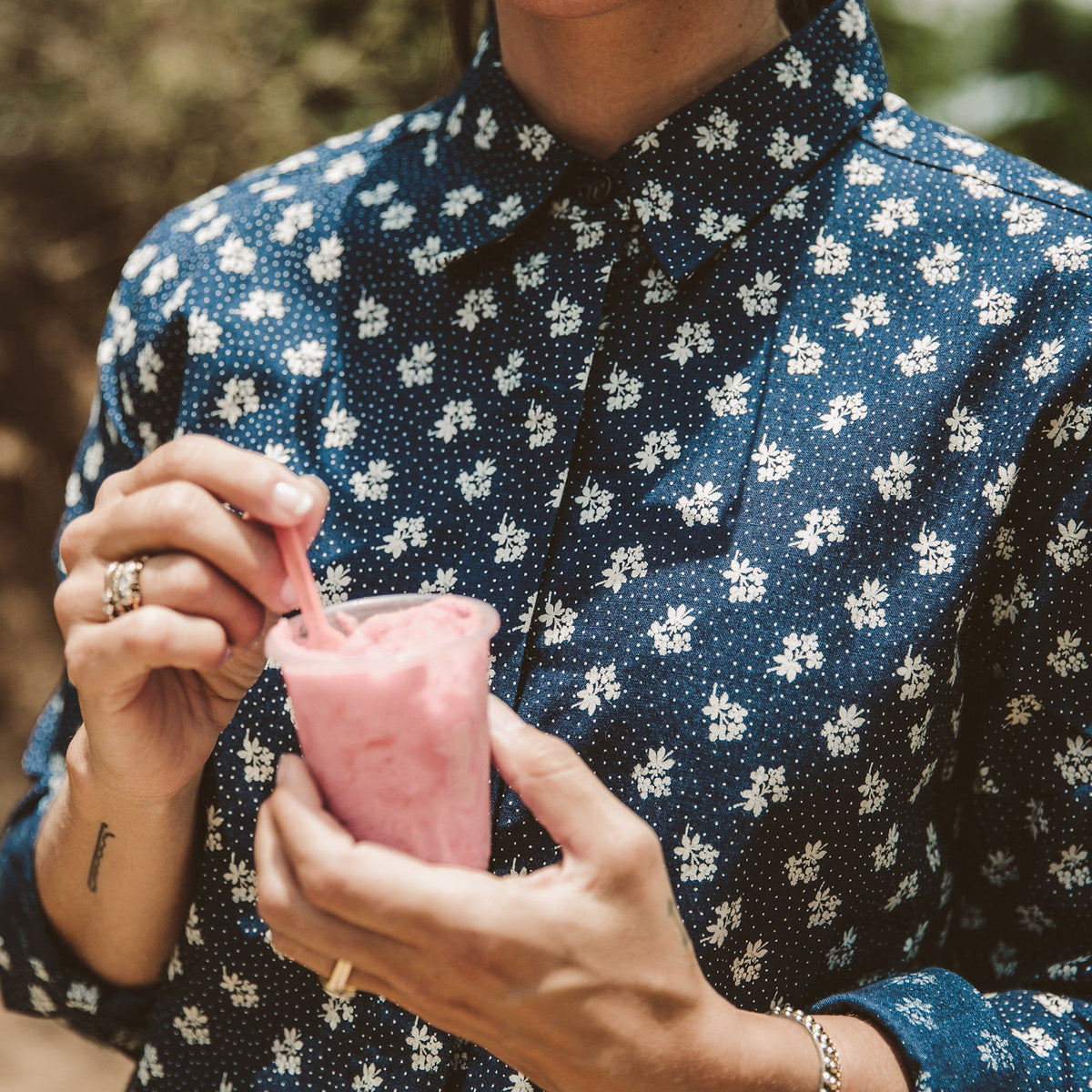 The Michelle Shirt in Indigo Print