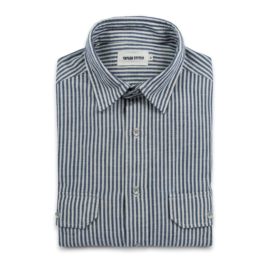 The Chore Shirt in Natural Striped Chambray