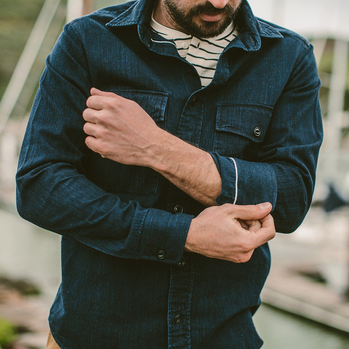 The Maritime Shirt Jacket in Sea Washed Indigo