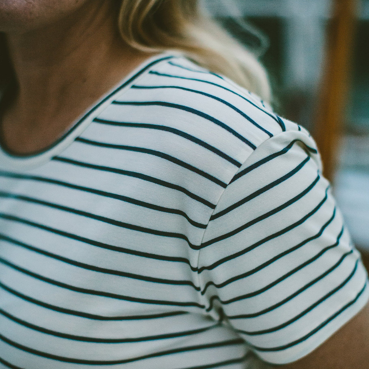 The Sausalito Dress in Forest Stripe Mercerized Merino
