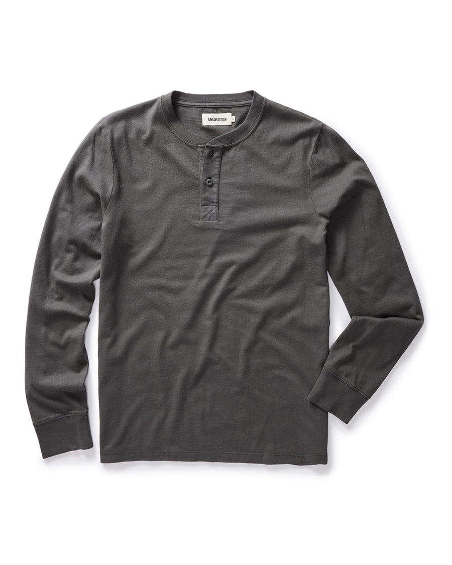 The Organic Cotton Henley in Faded Black