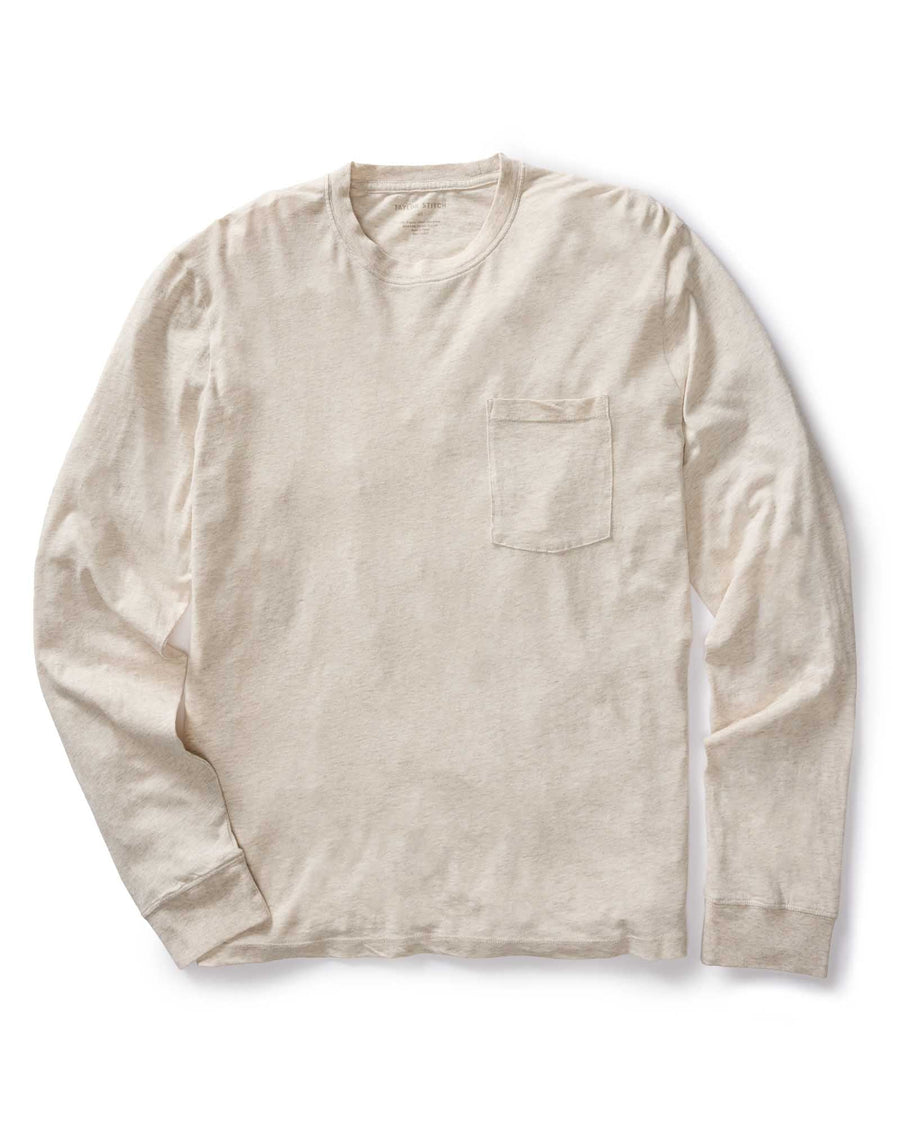 The Cotton Hemp Long Sleeve Tee in Heather Oat