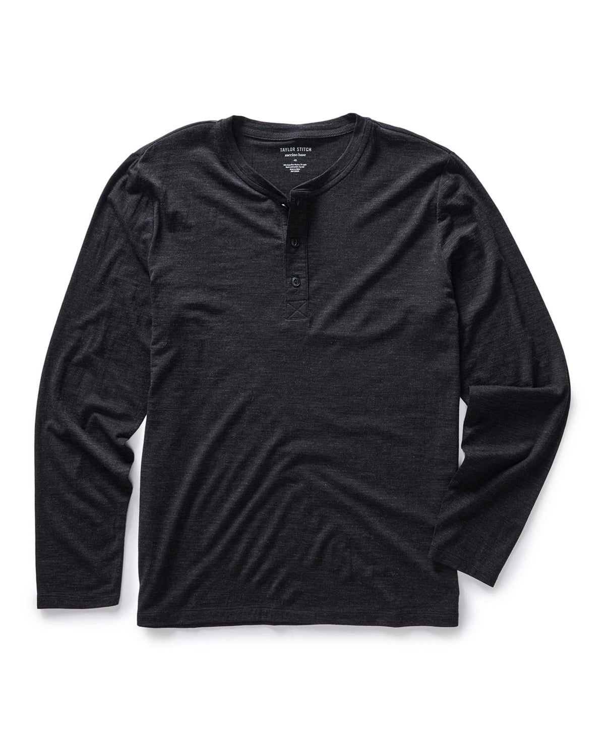 The Merino Henley in Heather Black