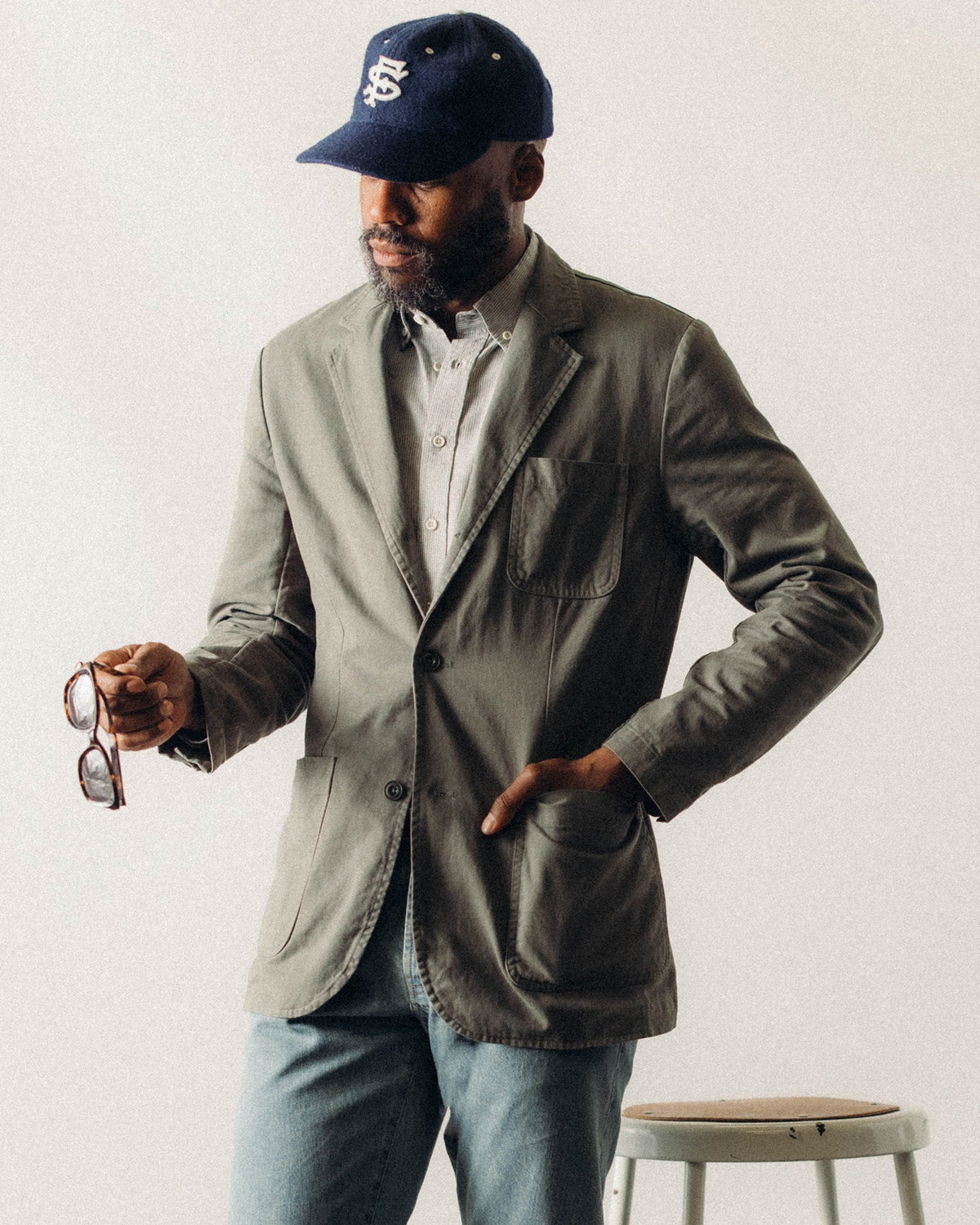 The Foundation Sportcoat in Organic Smoked Olive Twill