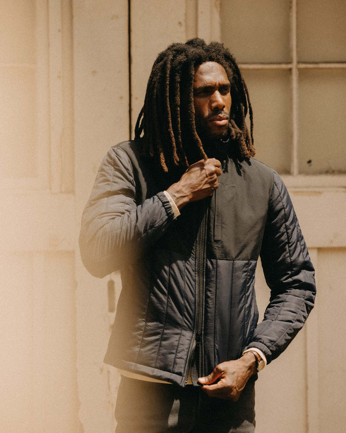 The Ember Jacket in Dark Navy Quilted Nylon