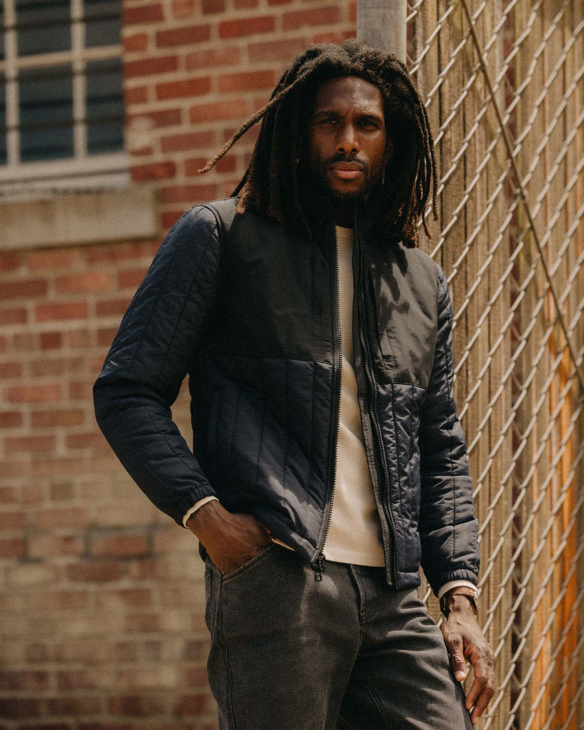 The Ember Jacket in Dark Navy Quilted Nylon