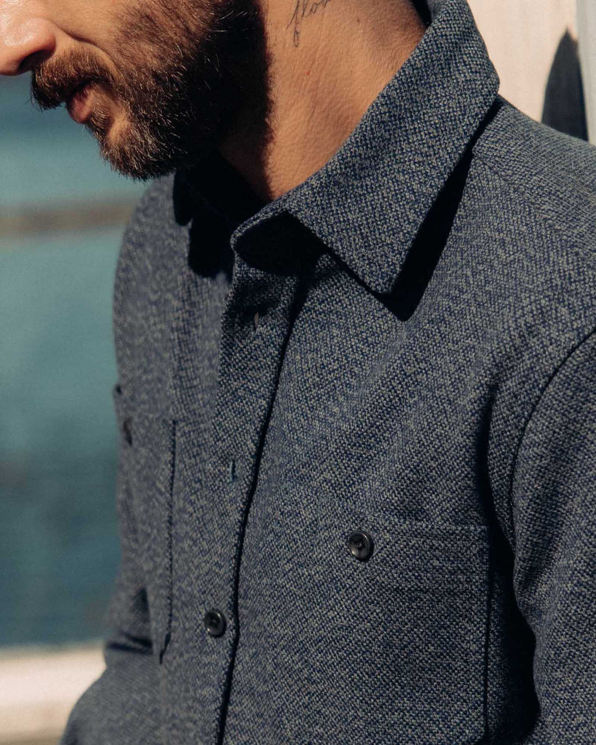 The Utility Shirt in Indigo Ash Wool Canvas