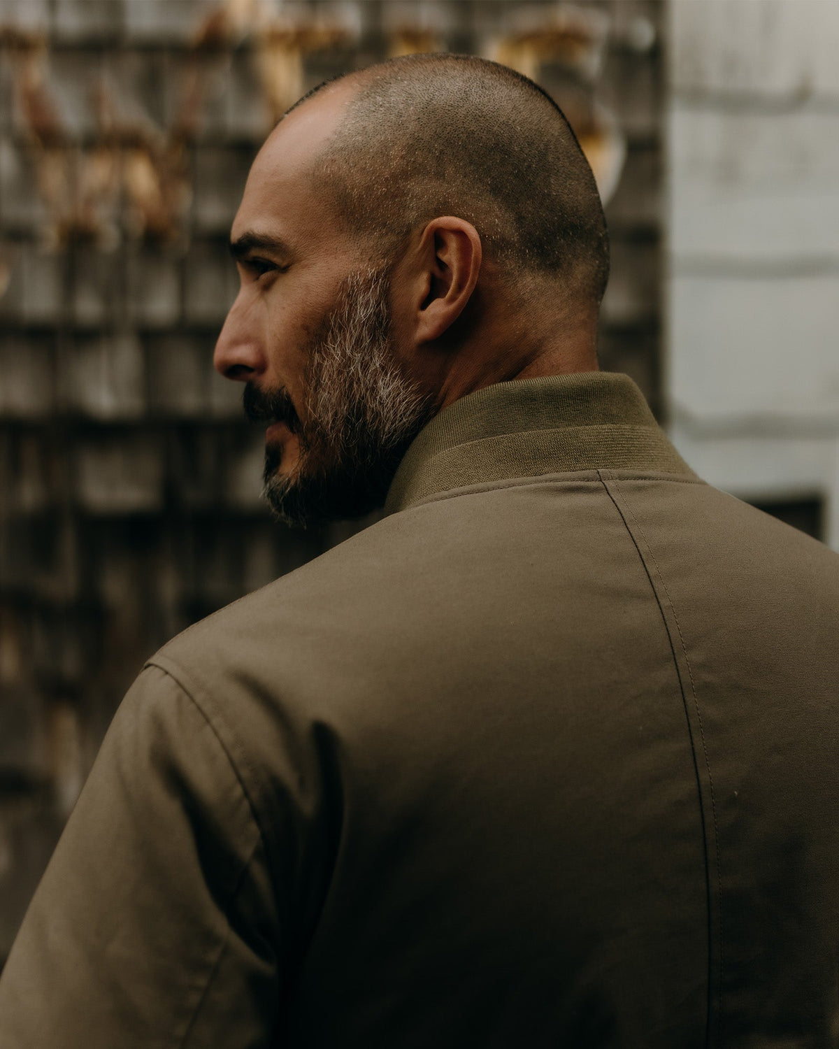 The Insulated Bomber Jacket in Fatigue Olive Dry Wax