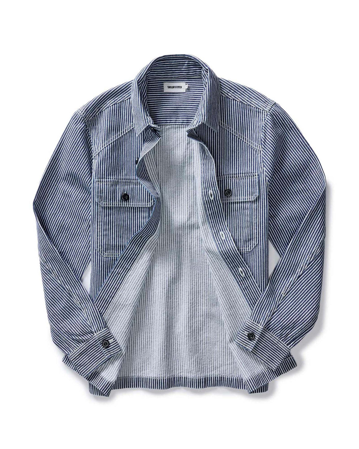The Shop Shirt in Indigo Railroad Stripe Denim