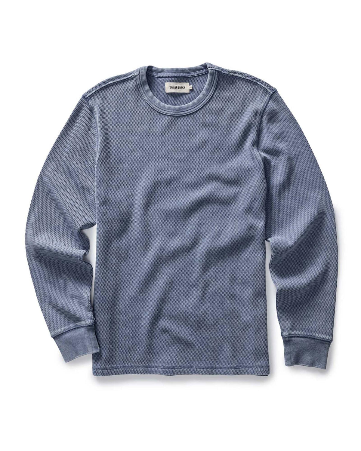 The Organic Cotton Crew in Washed Blue Waffle