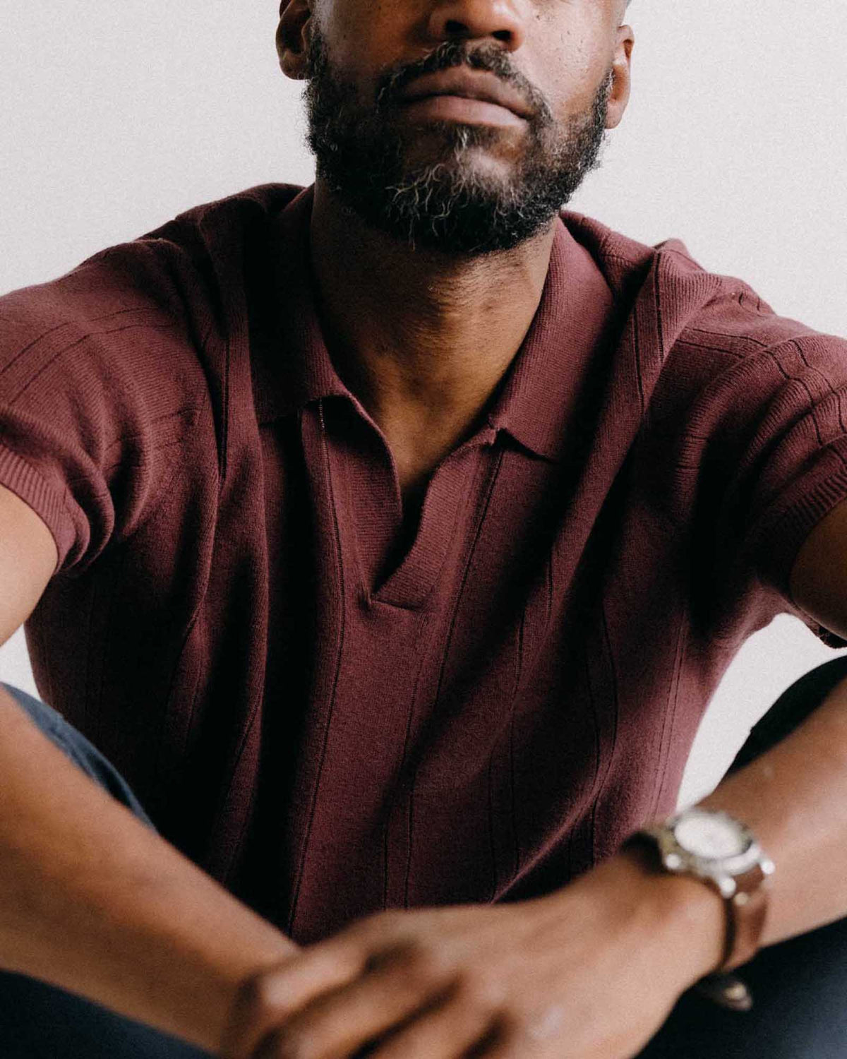 The Valencia Sweater Polo in Dried Cherry Rib