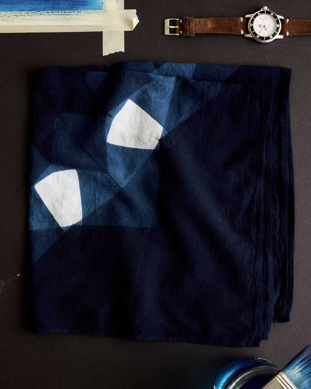 The Hand Dyed Bandana in Indigo Burst
