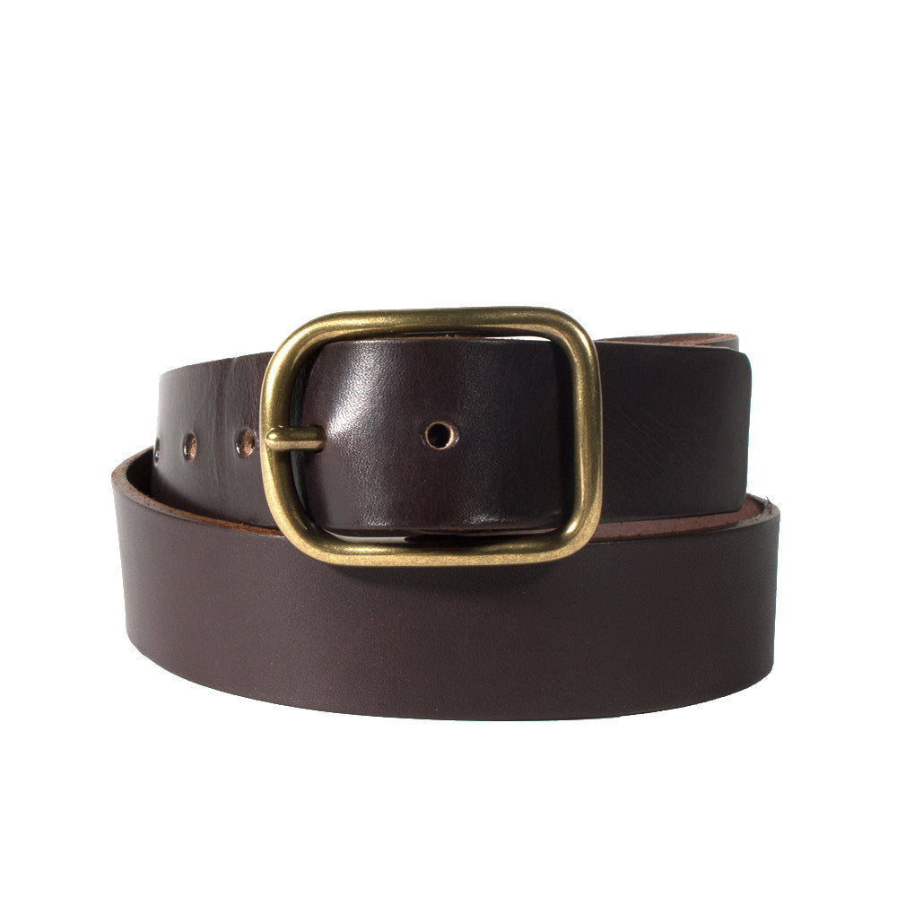 Chocolate Brass Buckle Belt - 1.5