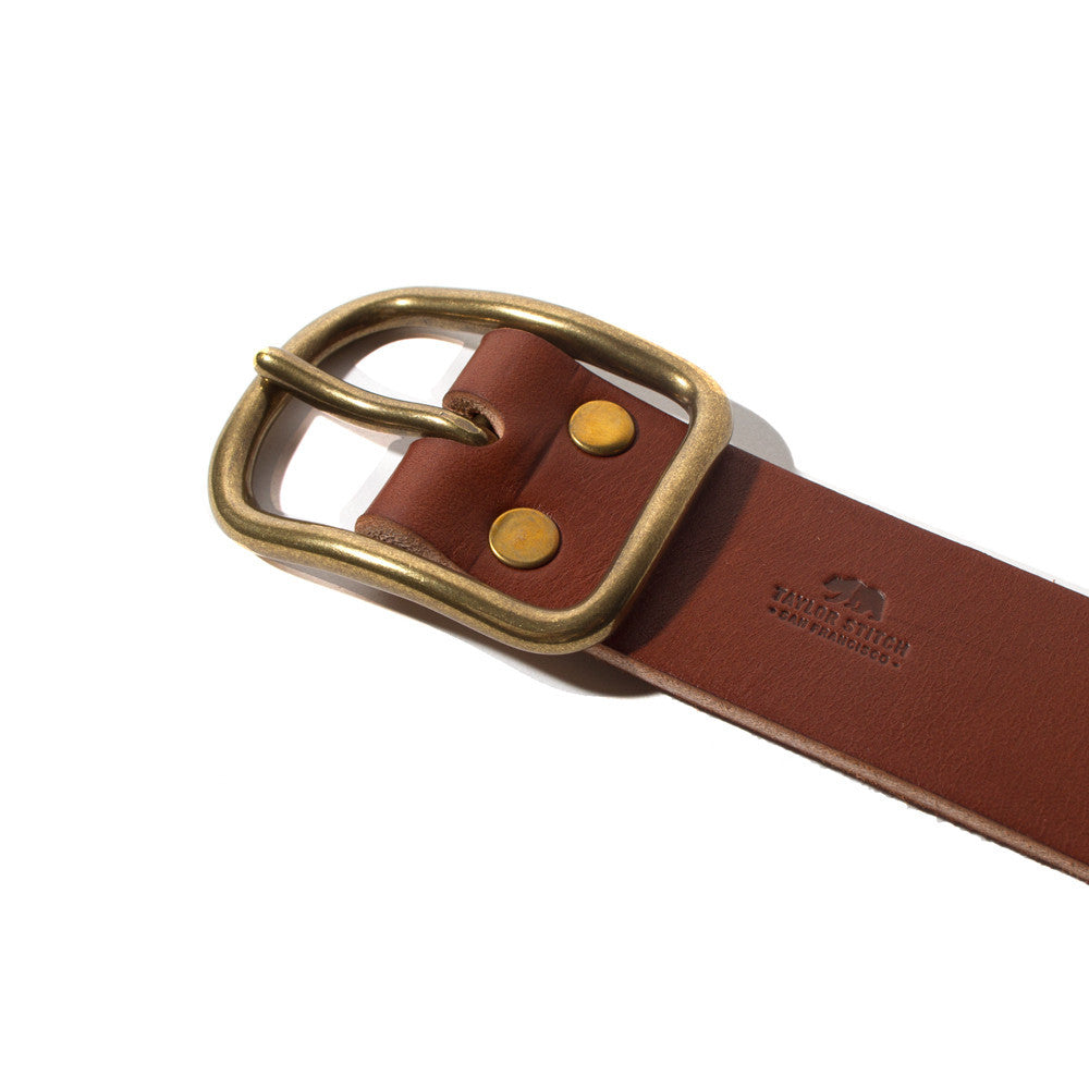 Cognac Brass Buckle Belt - 1.5