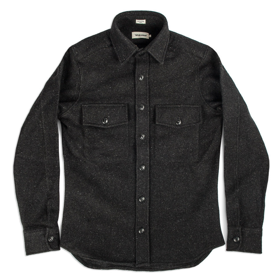 The Maritime Shirt Jacket in Charcoal Donegal Wool