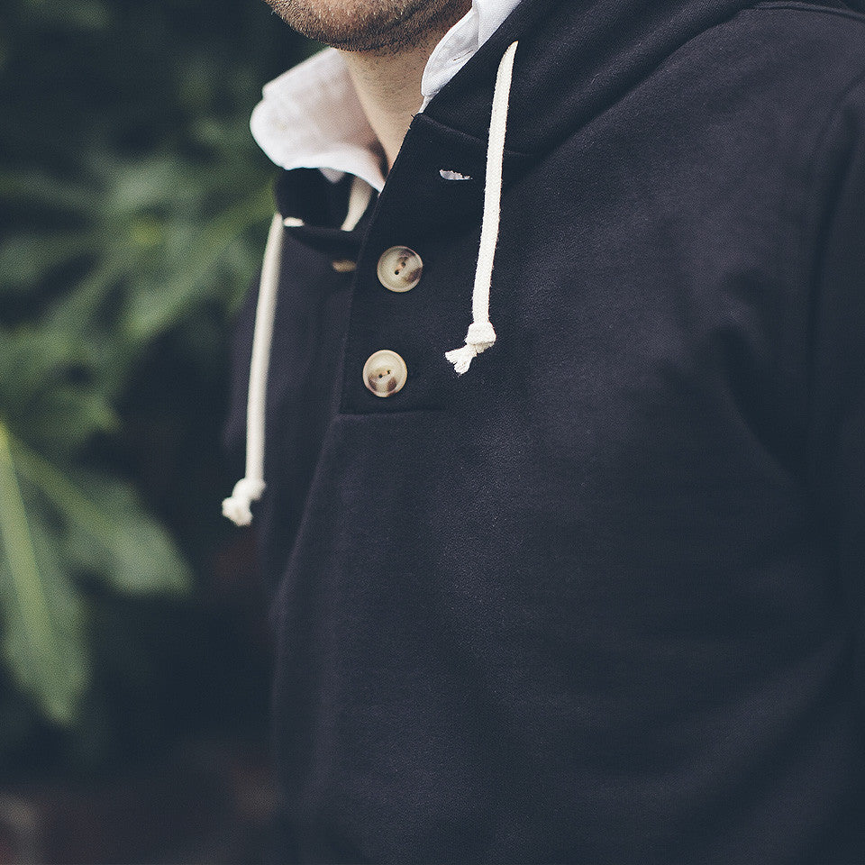 The Charcoal 3 Button Hooded Sweatshirt