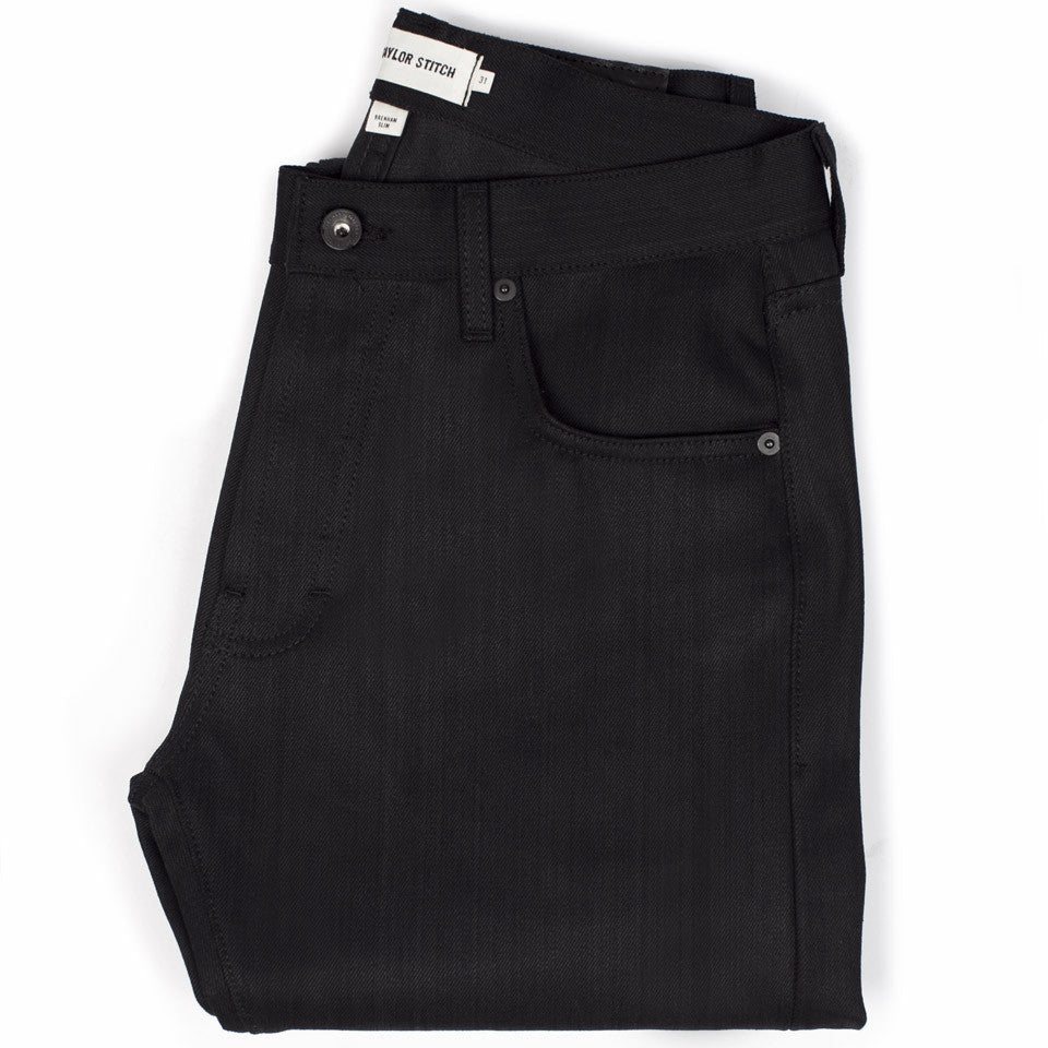 The Slim Jean in Shuttle Loomed Italian Selvage Black Denim