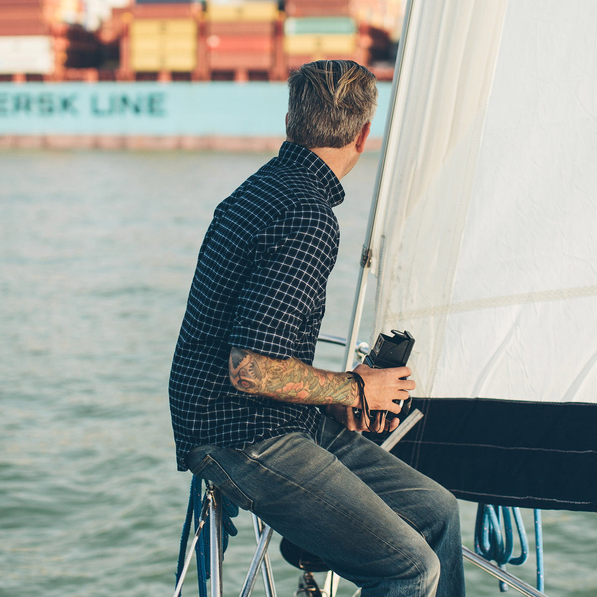 The Jack in Brushed Navy Plaid Flannel