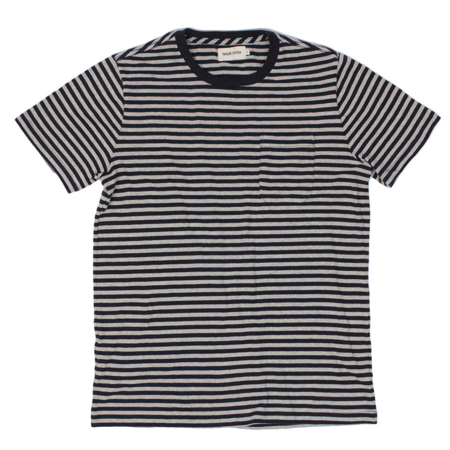 The Sequoia Stripe Tee in Navy & Grey
