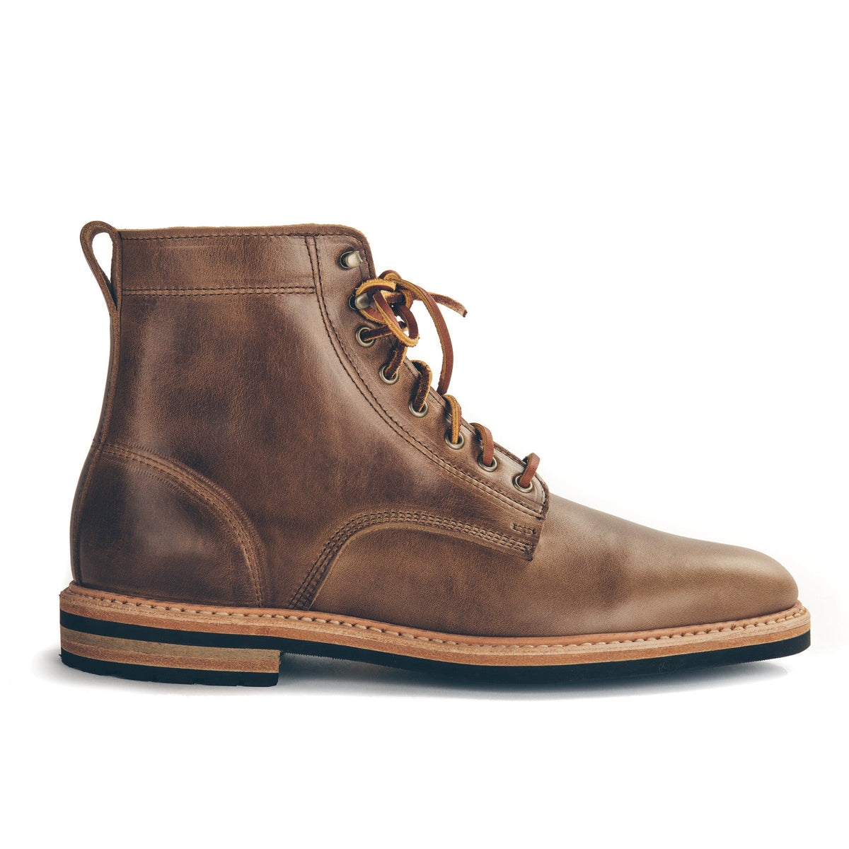 The Plain Toe Moto Boot in Natural Chromexcel