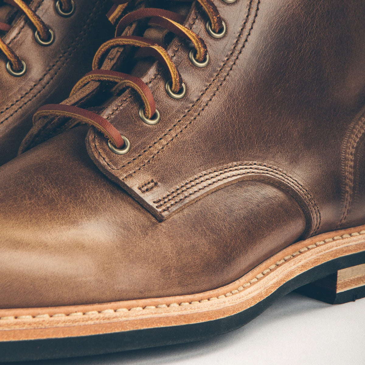 The Plain Toe Moto Boot in Natural Chromexcel