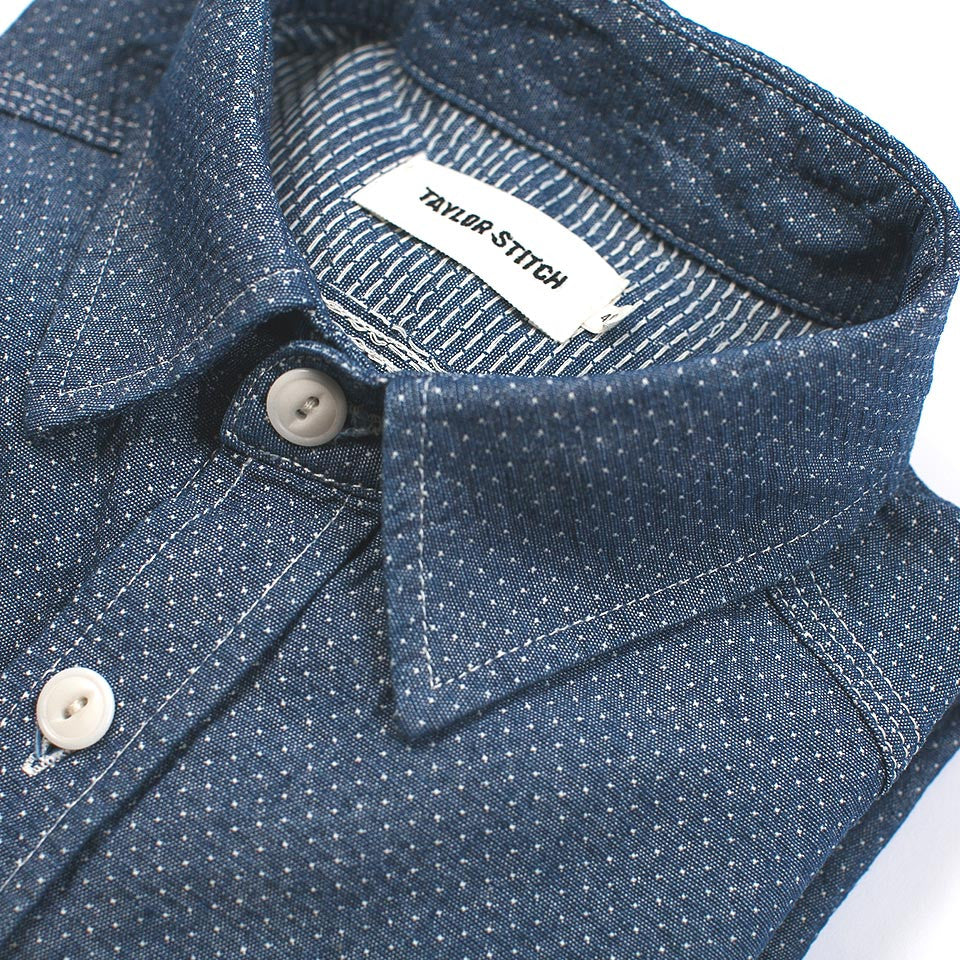 Indigo Jacquard Dot Utility Shirt