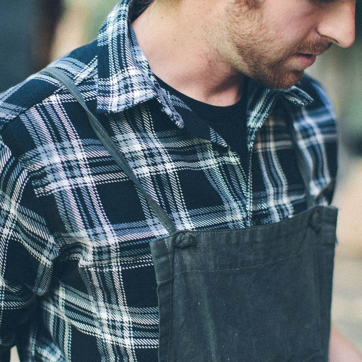 The Triple Needle Moto Utility Shirt in Black