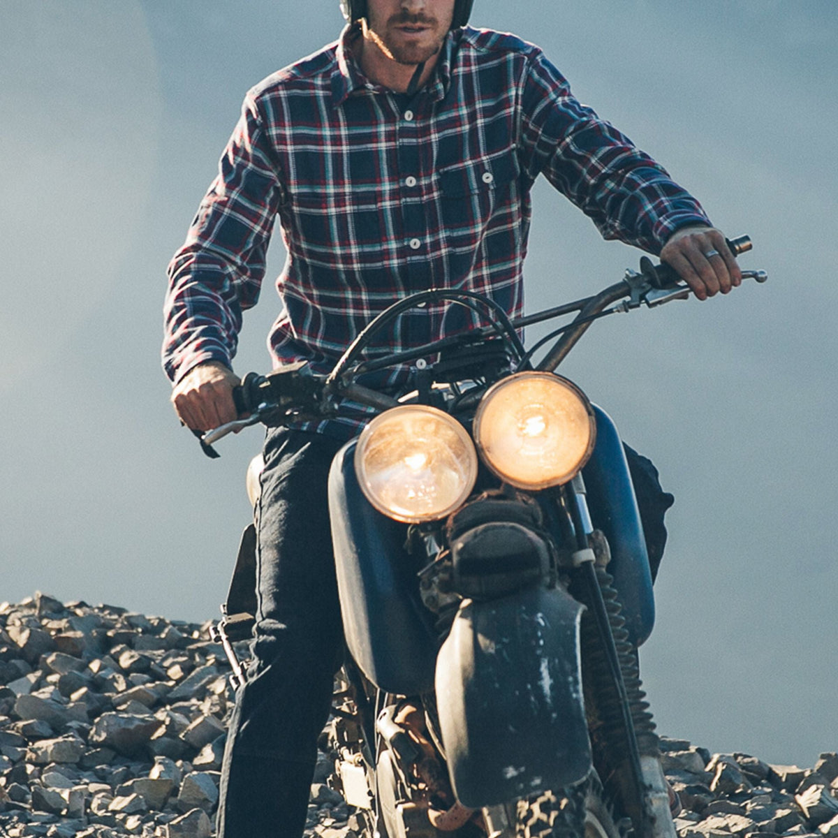 The Triple Needle Moto Utility Shirt in Navy