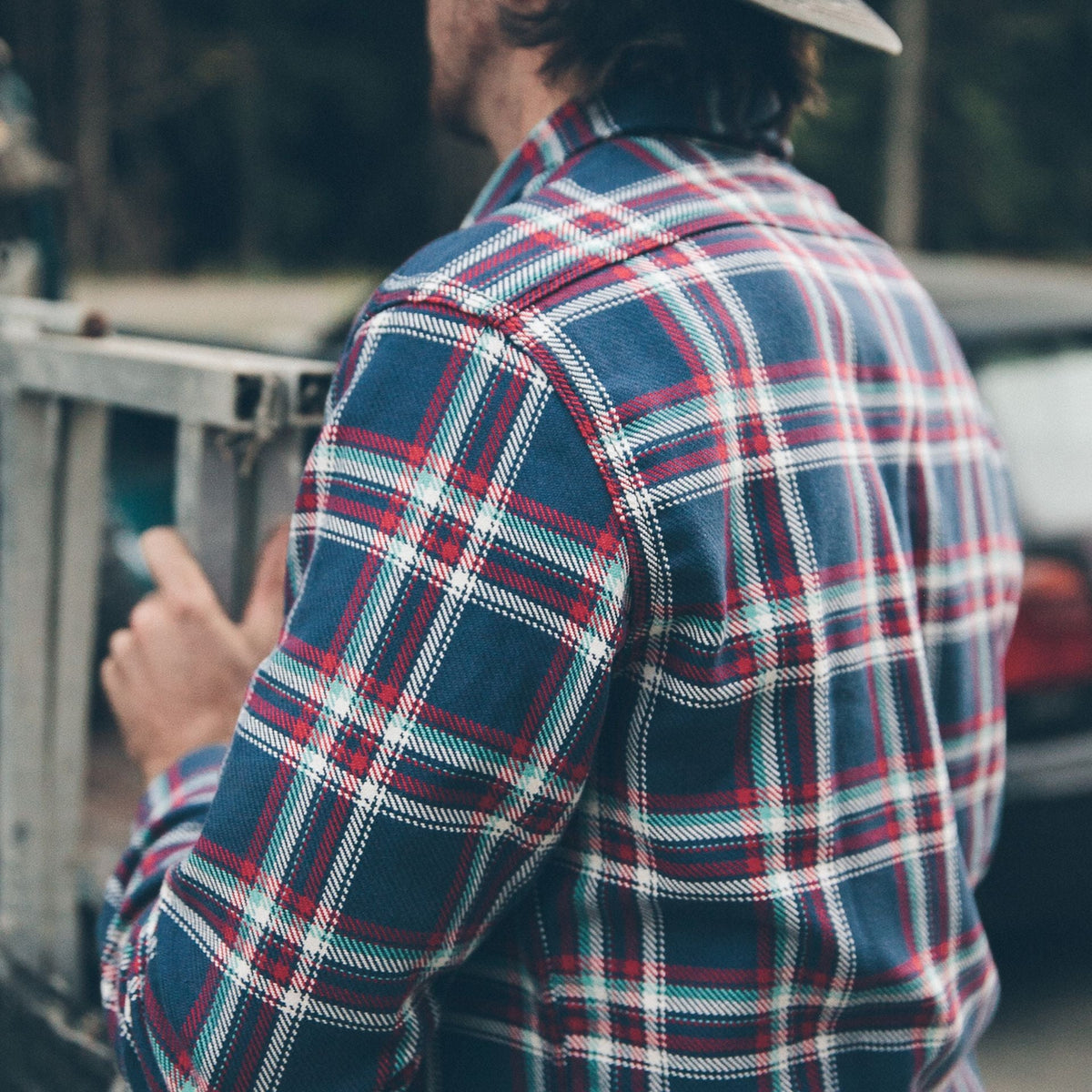 The Triple Needle Moto Utility Shirt in Navy