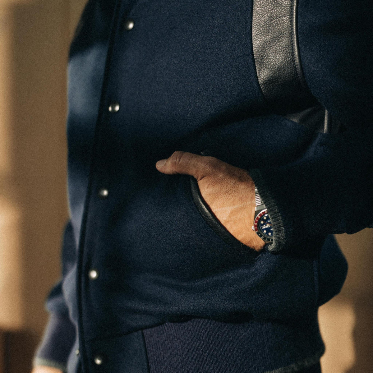 The Golden Bear Snap Bomber in Midnight Wool