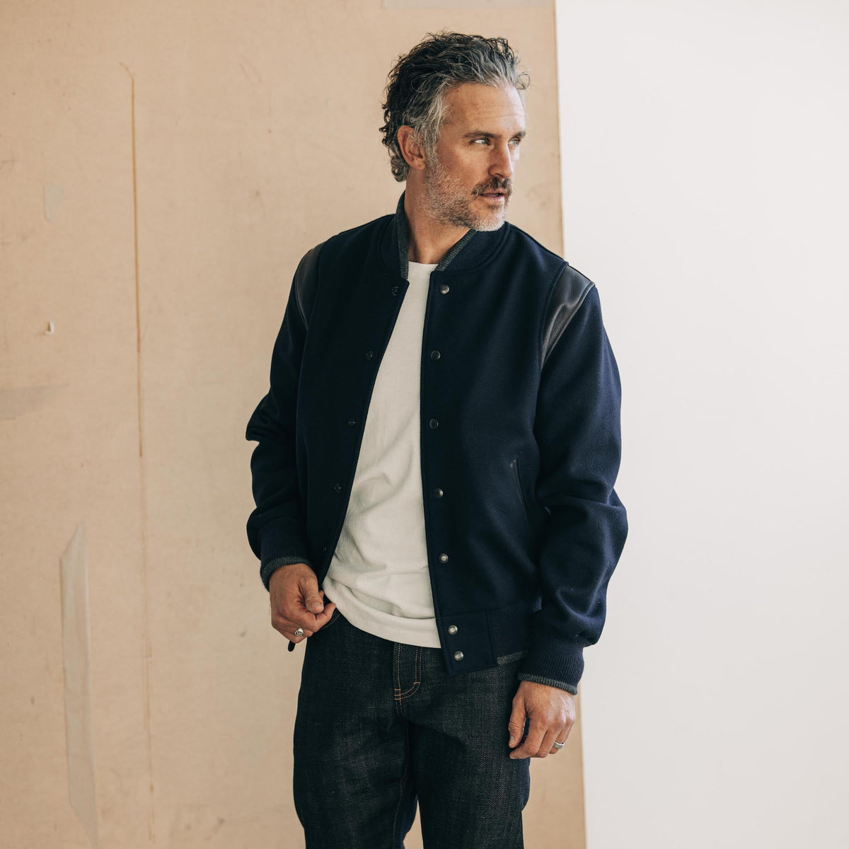 The Golden Bear Snap Bomber in Midnight Wool