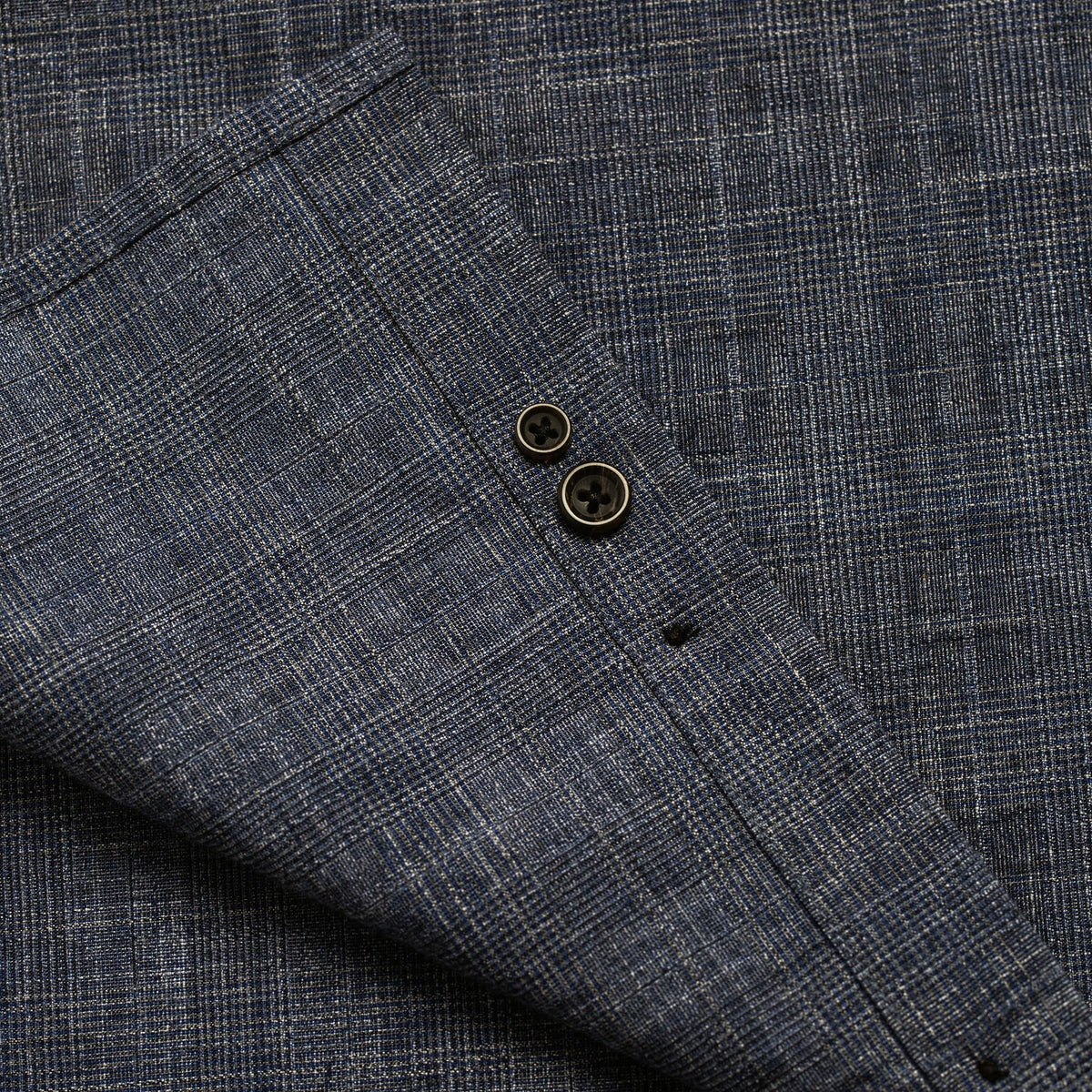 The Short Sleeve Jack in Navy Slub Glen Plaid