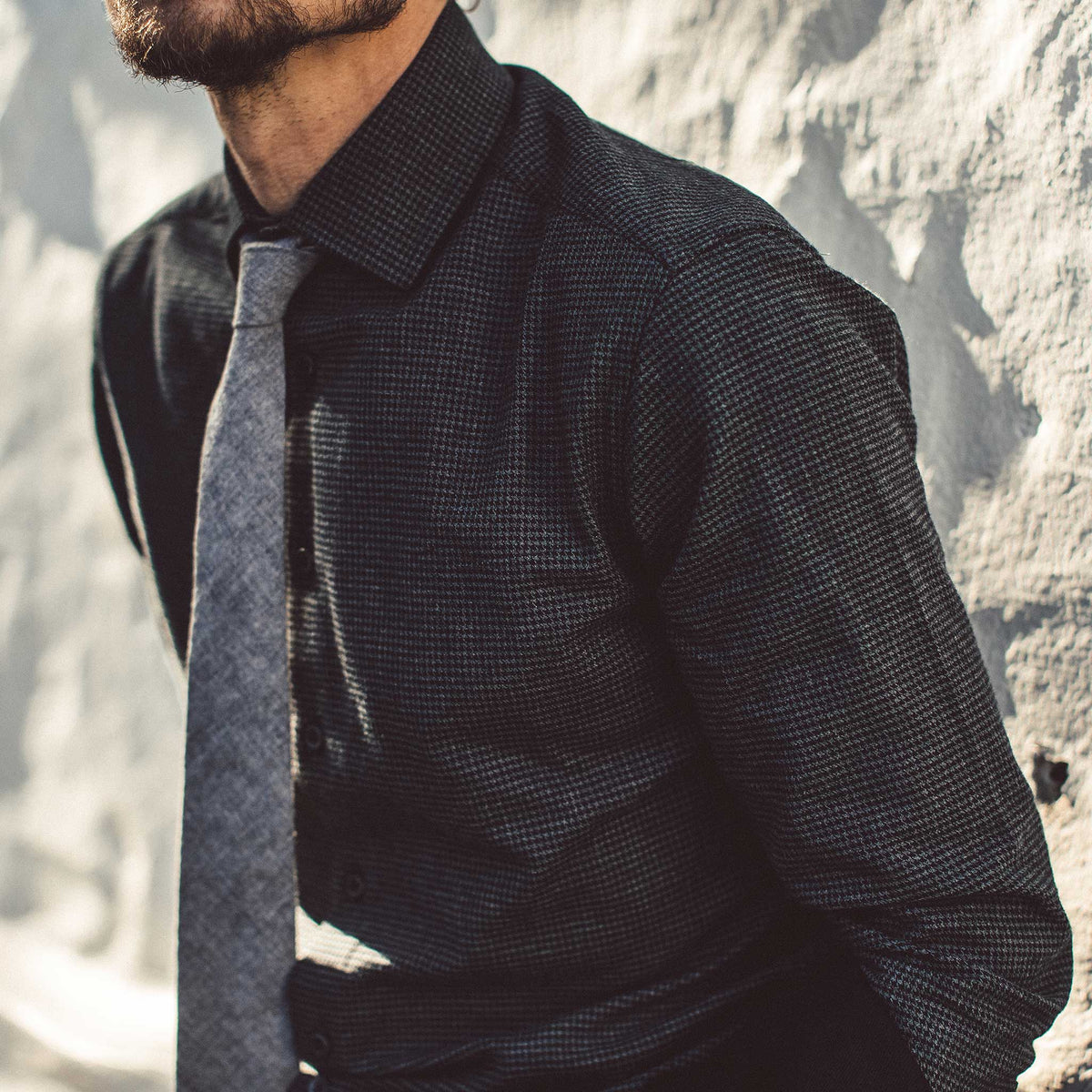 The Hyde in Charcoal Brushed Houndstooth