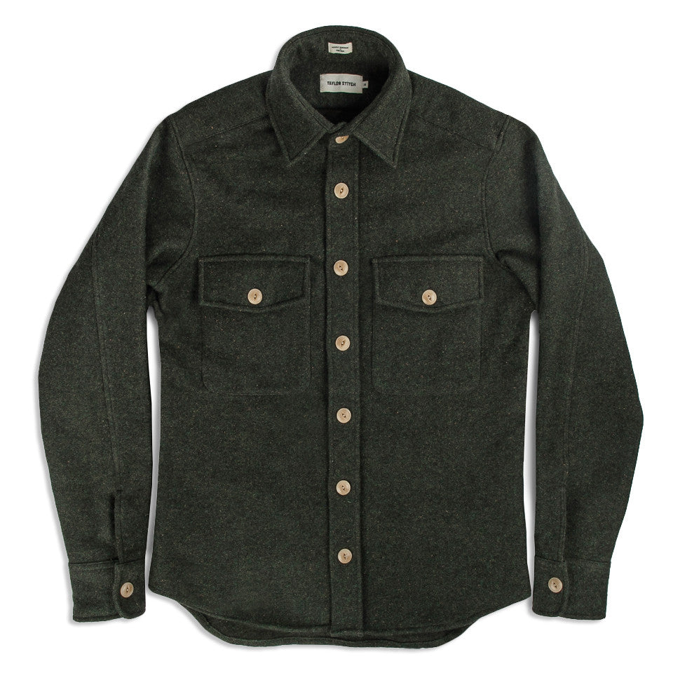 The Maritime Shirt Jacket in Moss Donegal Wool