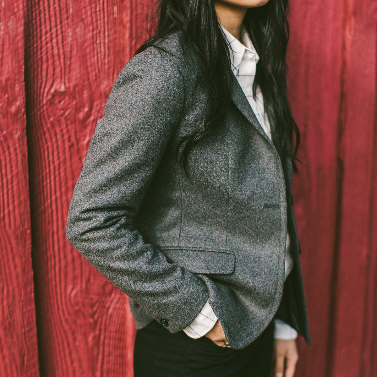 The Telegraph Blazer in Charcoal Wool