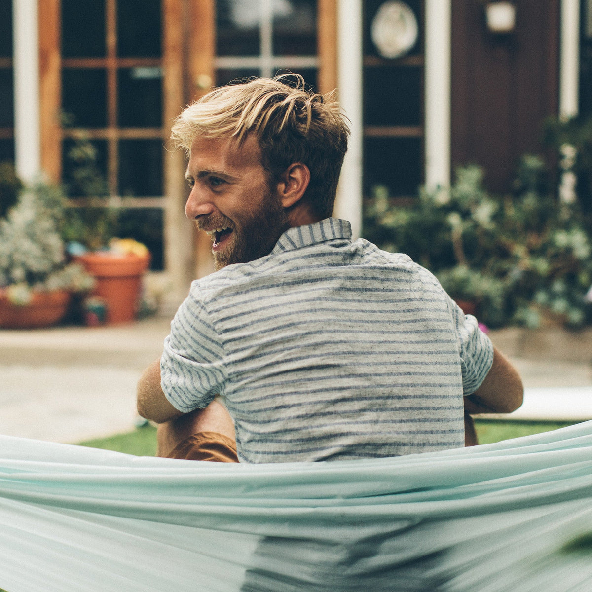 The Short Sleeve Jack in Grey & Navy Stripe