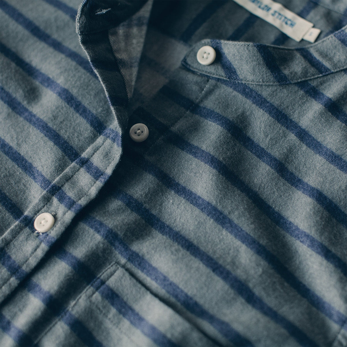 The Piper Shirt in Ash & Navy Stripe Flannel