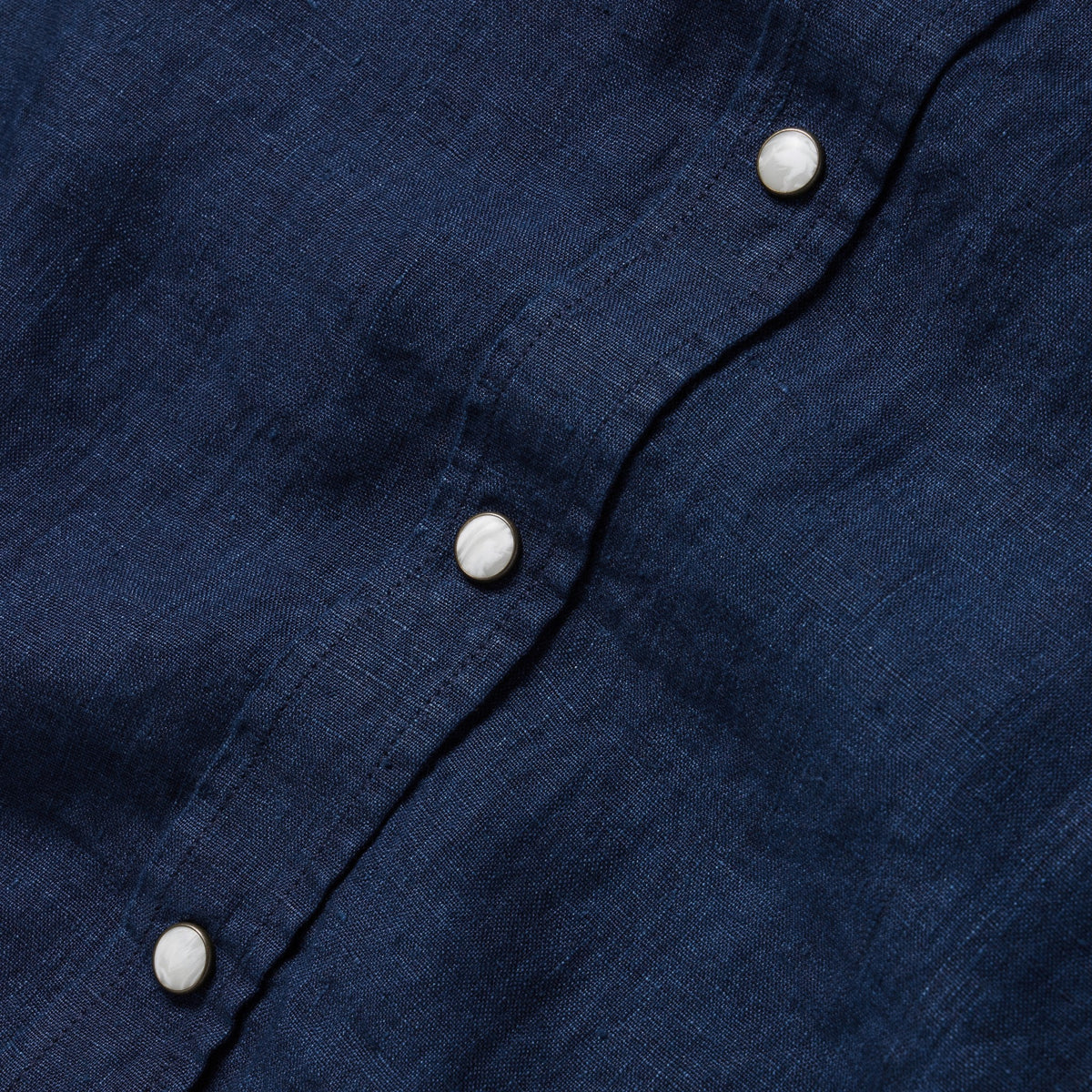 The Short Sleeve Western in Indigo Linen