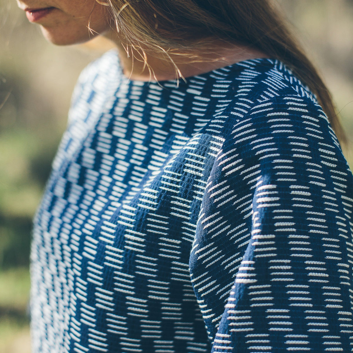 The Sonoma Top in Indigo Jacquard