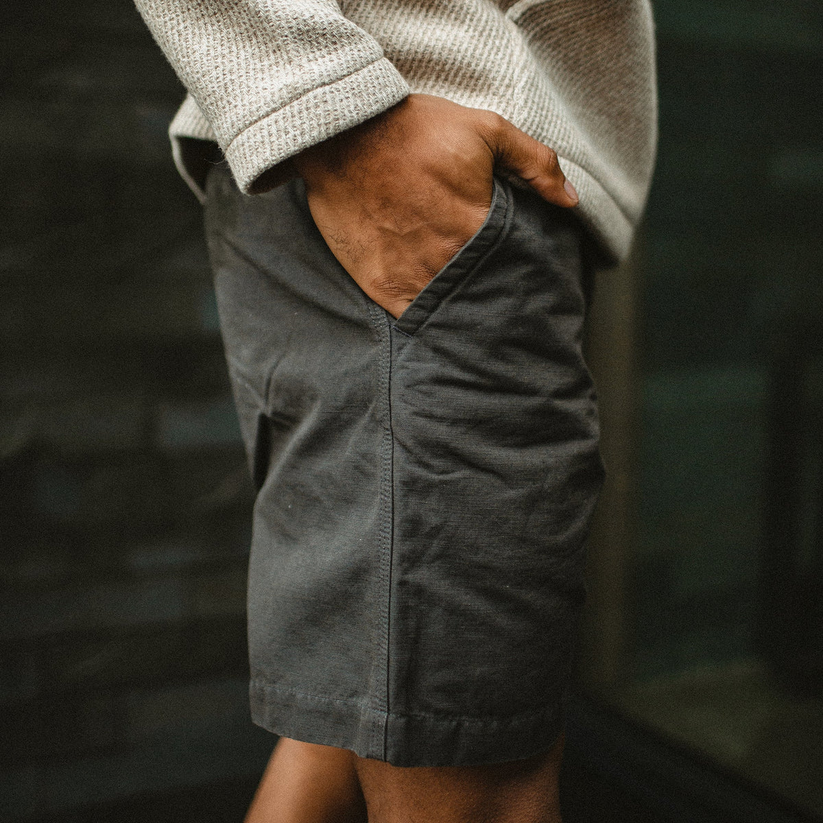 The Morse Short in Dark Slate Linen