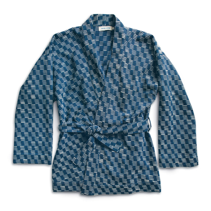 The Kimono in Indigo Dyed Jacquard